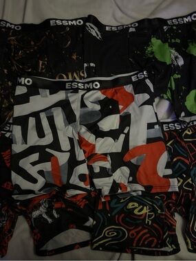 ESSMO Men’s Graphic Boxer Briefs — Black, White & Red